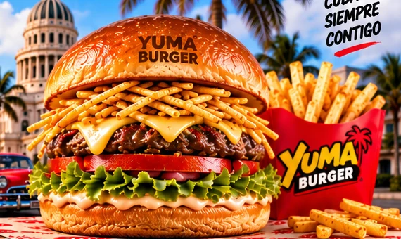 Hamburguesa Yuma Burger con papas fritas